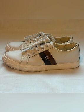 Ralph Lauren Janson II Leather Sneakers White Stripe Logo 8